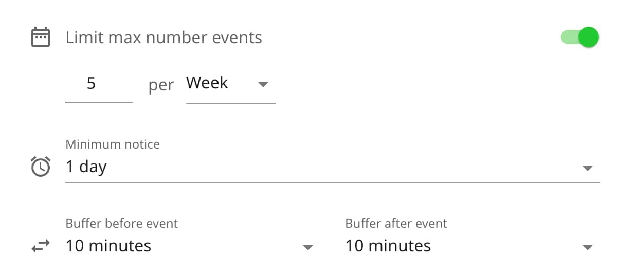 Comprehensive calendar settings